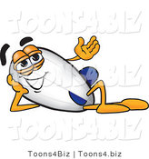 Vector Illustration of a Blimp Mascot Gesturing with His Hand While Lying on His Side by Mascot Junction