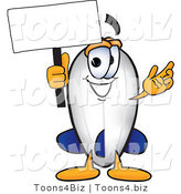 Vector Illustration of a Blimp Mascot Holding a Blank White Sign by Mascot Junction