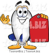 Vector Illustration of a Blimp Mascot Holding a Red Clearance Price Tag by Mascot Junction