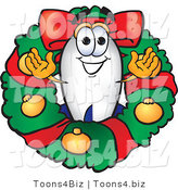 Vector Illustration of a Blimp Mascot in the Center of a Christmas Wreath by Mascot Junction