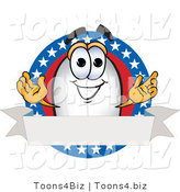 Vector Illustration of a Blimp Mascot Logo with Stars and a Blank Ribbon by Mascot Junction
