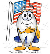 Vector Illustration of a Blimp Mascot Pledging Allegiance to the American Flag by Mascot Junction