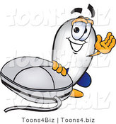Vector Illustration of a Blimp Mascot Standing by a Computer Mouse by Mascot Junction