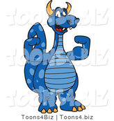 Vector Illustration of a Blue Cartoon Dragon Mascot Flexing by Toons4Biz