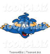Vector Illustration of a Blue Cartoon Dragon Mascot Leaping Forward by Mascot Junction
