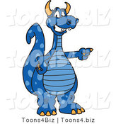 Vector Illustration of a Blue Cartoon Dragon Mascot Pointing by Mascot Junction