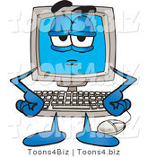 Vector Illustration of a Bored or Stern Cartoon Computer Mascot by Mascot Junction