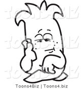 Vector Illustration of a Bored Outlined Cartoon Character by Mascot Junction