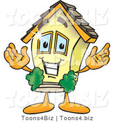 Vector Illustration of a Brand New Cartoon Home Mascot Smiling with Open Arms in Welcoming Position by Mascot Junction