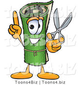 Vector Illustration of a Carpet Roll Mascot Holding Scissors by Mascot Junction