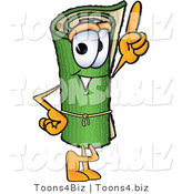 Vector Illustration of a Carpet Roll Mascot Pointing Upwards by Mascot Junction