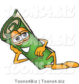 Vector Illustration of a Carpet Roll Mascot Reclined and Resting His Face on His Hand by Mascot Junction