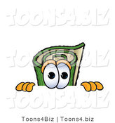 Vector Illustration of a Carpet Roll Mascot Scared, Peeking over a Surface by Mascot Junction