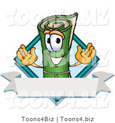 Vector Illustration of a Carpet Roll Mascot with a Blank Label by Mascot Junction