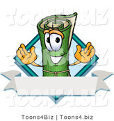Vector Illustration of a Carpet Roll Mascot with a Blank Label by Toons4Biz