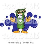 Vector Illustration of a Carpet Roll Mascot with a Blue Splatter by Mascot Junction