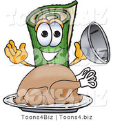 Vector Illustration of a Carpet Roll Mascot with a Thanksgiving Turkey on a Platter by Mascot Junction