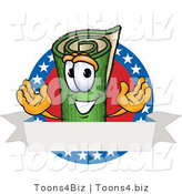 Vector Illustration of a Carpet Roll Mascot with Stars and a Blank Label by Mascot Junction