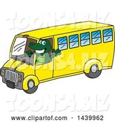 Vector Illustration of a Cartoon Alligator Mascot Driving a School Bus by Mascot Junction