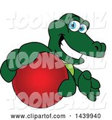 Vector Illustration of a Cartoon Alligator Mascot Grabbing a Red Ball by Mascot Junction