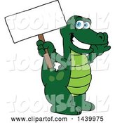 Vector Illustration of a Cartoon Alligator Mascot Holding a Blank Sign by Mascot Junction