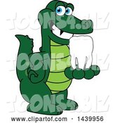 Vector Illustration of a Cartoon Alligator Mascot Holding a Tooth by Mascot Junction