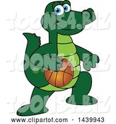 Vector Illustration of a Cartoon Alligator Mascot Playing Basketball by Mascot Junction