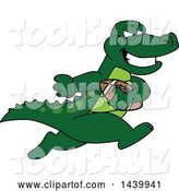 Vector Illustration of a Cartoon Alligator Mascot Playing Football by Mascot Junction