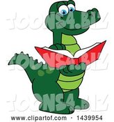 Vector Illustration of a Cartoon Alligator Mascot Reading a Book by Mascot Junction