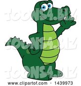 Vector Illustration of a Cartoon Alligator Mascot Waving by Mascot Junction