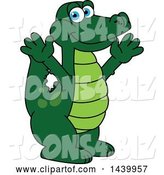 Vector Illustration of a Cartoon Alligator Mascot Welcoming or Cheering by Mascot Junction