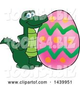 Vector Illustration of a Cartoon Alligator Mascot with an Easter Egg by Mascot Junction