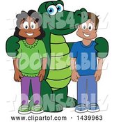 Vector Illustration of a Cartoon Alligator Mascot with Happy Students by Mascot Junction