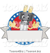 Vector Illustration of a Cartoon American Electric Plug Mascot Logo with a Blank Banner by Mascot Junction