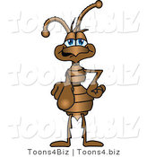 Vector Illustration of a Cartoon Ant Mascot Pointing Outwards to Get Your Attention by Toons4Biz