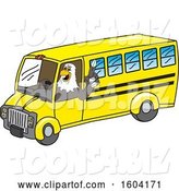 Vector Illustration of a Cartoon Bald Eagle Mascot Driving a School Bus by Mascot Junction