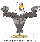 Vector Illustration of a Cartoon Bald Eagle Mascot Flexing His Muscles by Toons4Biz
