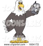 Vector Illustration of a Cartoon Bald Eagle Mascot Holding a Cell Phone by Mascot Junction