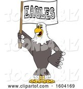 Vector Illustration of a Cartoon Bald Eagle Mascot Holding a Flag by Mascot Junction
