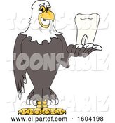 Vector Illustration of a Cartoon Bald Eagle Mascot Holding a Tooth by Mascot Junction