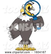 Vector Illustration of a Cartoon Bald Eagle Mascot Looking Through a Magnifying Glass by Toons4Biz