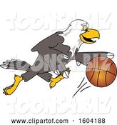 Vector Illustration of a Cartoon Bald Eagle Mascot Playing Basketball by Toons4Biz
