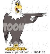 Vector Illustration of a Cartoon Bald Eagle Mascot Pointing by Mascot Junction