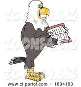 Vector Illustration of a Cartoon Bald Eagle Mascot Reading a Book by Toons4Biz