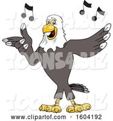 Vector Illustration of a Cartoon Bald Eagle Mascot Singing by Mascot Junction