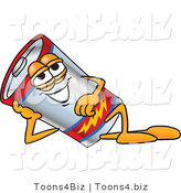 Vector Illustration of a Cartoon Battery Mascot Reclined by Mascot Junction