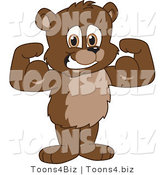 Vector Illustration of a Cartoon Bear Mascot Flexing by Mascot Junction