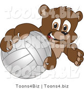 Vector Illustration of a Cartoon Bear Mascot Grabbing a Volleyball by Mascot Junction