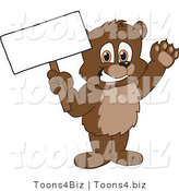 Vector Illustration of a Cartoon Bear Mascot Holding up a Blank Sign by Mascot Junction