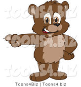 Vector Illustration of a Cartoon Bear Mascot Pointing Left by Mascot Junction